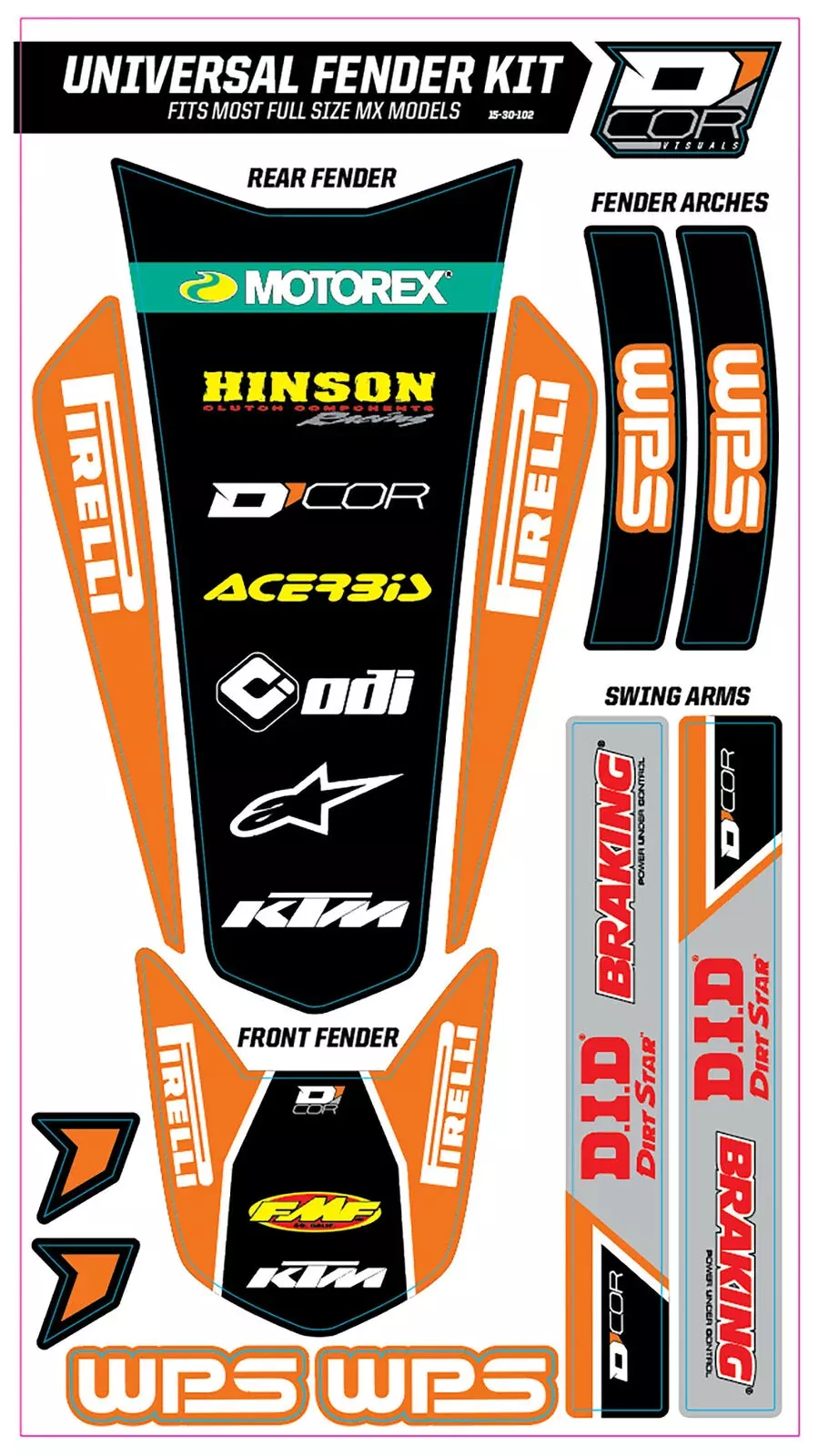 00-'19 for KTM 125 SX Trim Kit Orange Wps Universal For Full Size Motorcycles