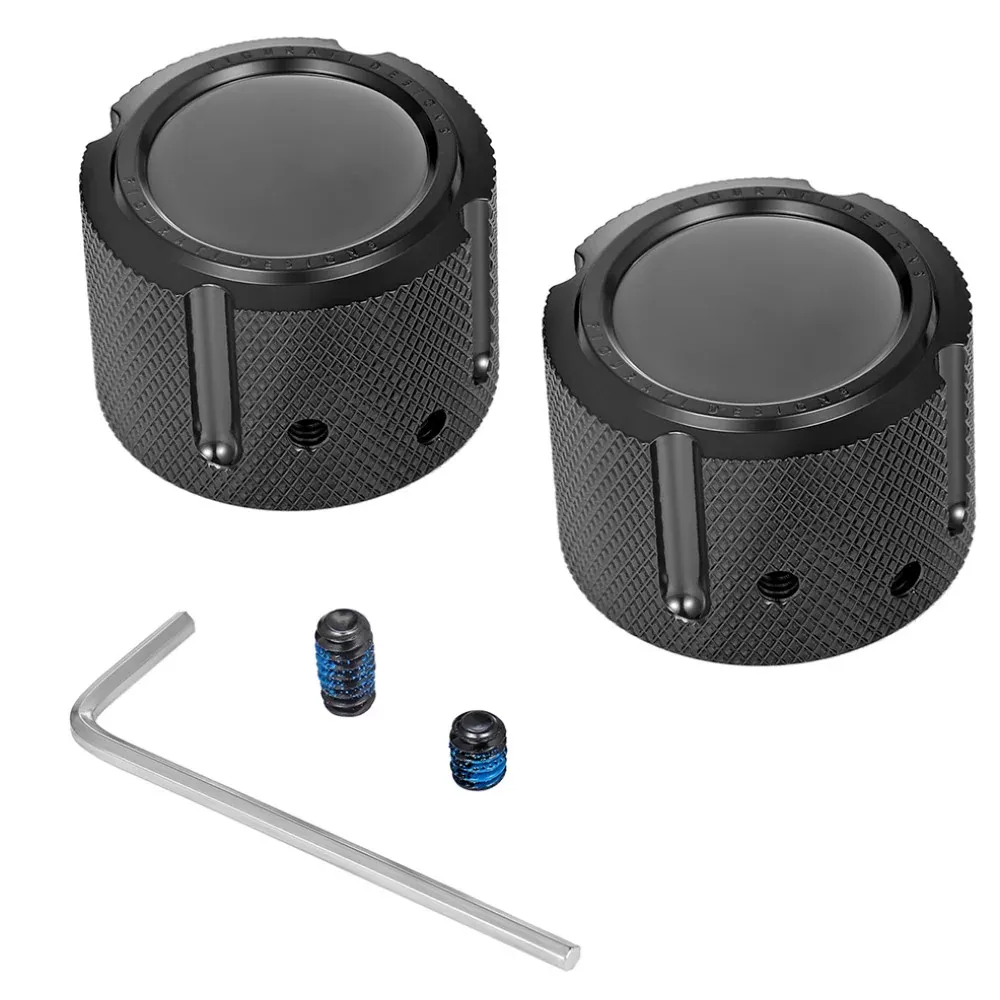 08-22 for Harley FLHR /FLHX FIGURATI Front Axle Nut Cover Stainless Smooth Black