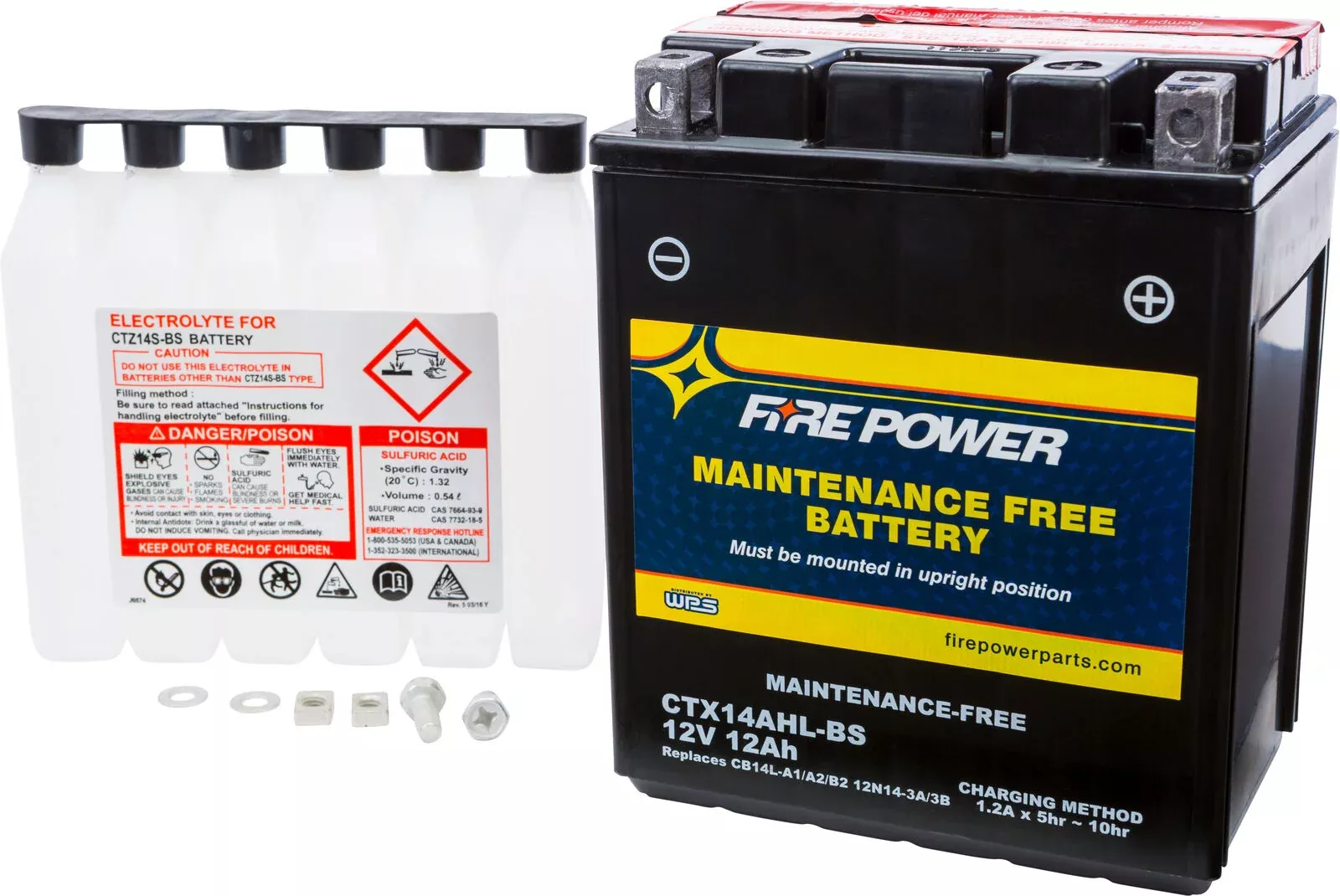 87-'18 for Kawasaki KLR650 FIRE POWER Battery Ctx14Ahl-Bs Maintenance Free